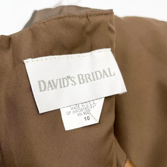 Davids Bridal Strapless Dress Womens Size 10 Brown Bridesmaid‎ Prom Dressy Gala - Picture 11 of 12